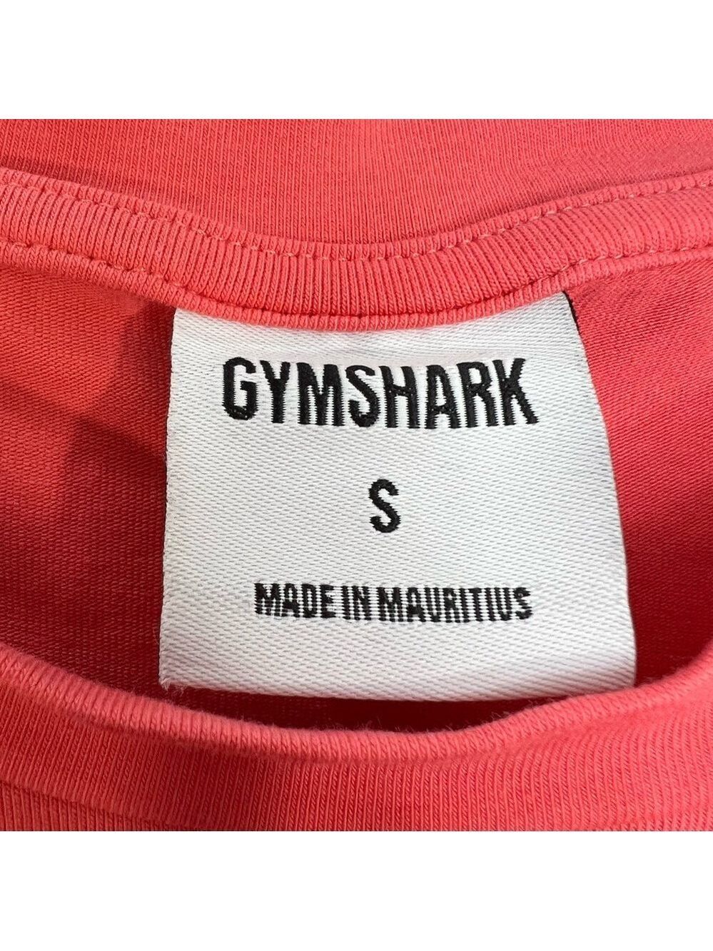Gymshark watermelon pink white cropped spell out workout athletic shirt S - Picture 11 of 13